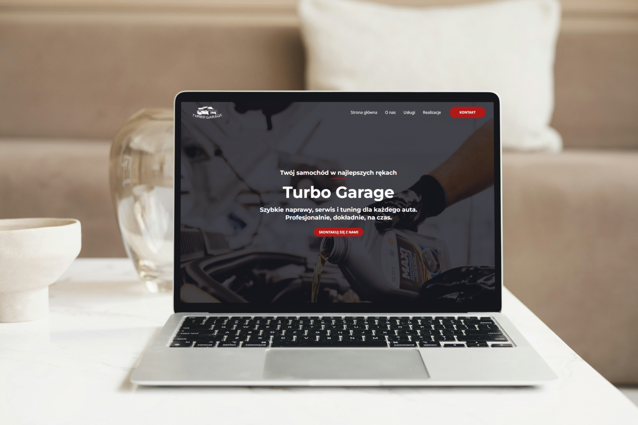 Strona główna Turbo Garage - Projekt własny (strona nieistniejąca)