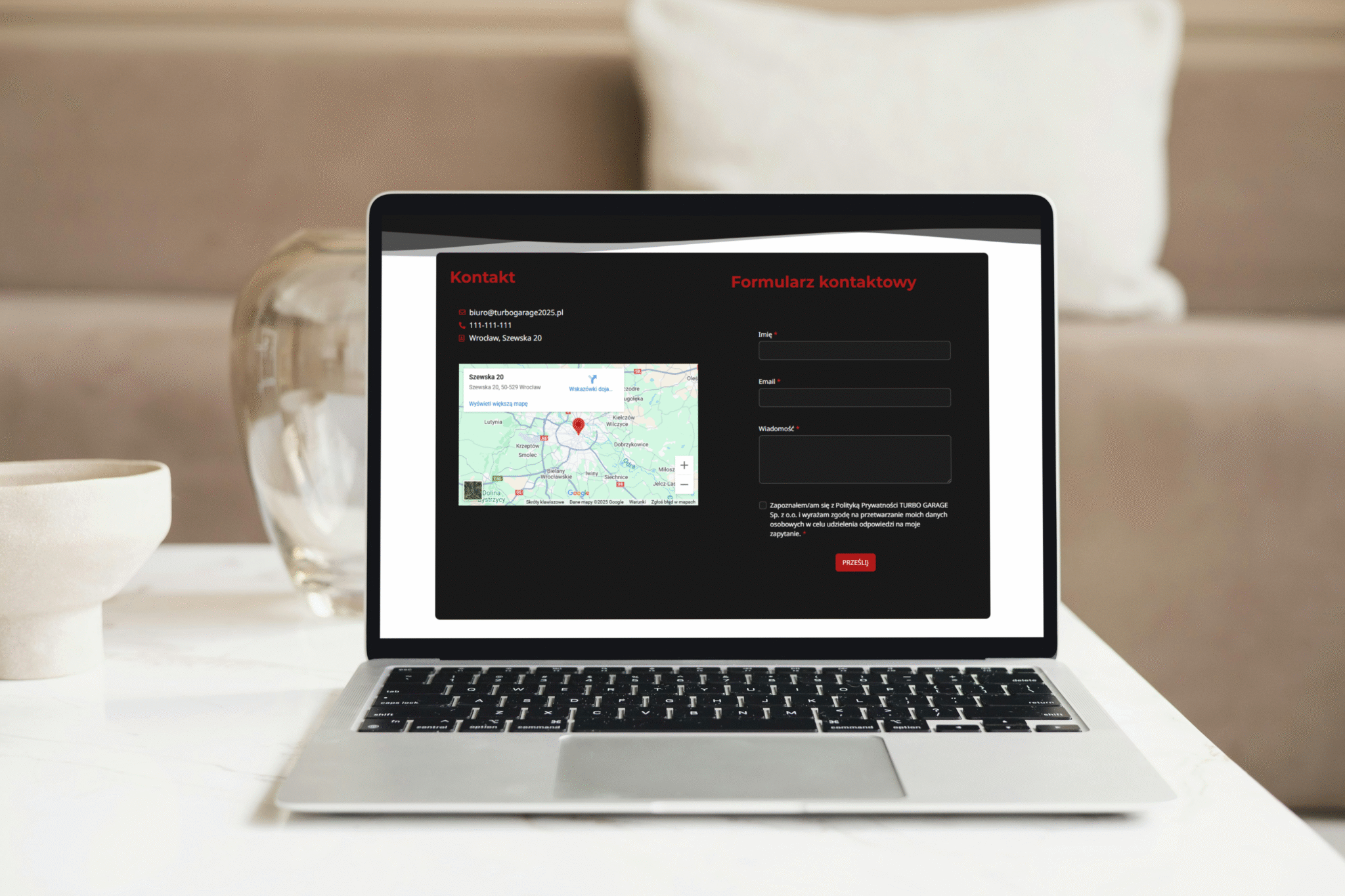 Strona główna Turbo Garage - Projekt własny (strona nieistniejąca)